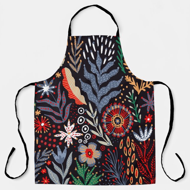 Folk pattern, seamless textile design with bright  apron (Front)