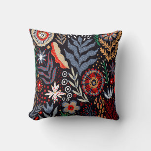 Folk pattern, seamless textile design with bright  cushion