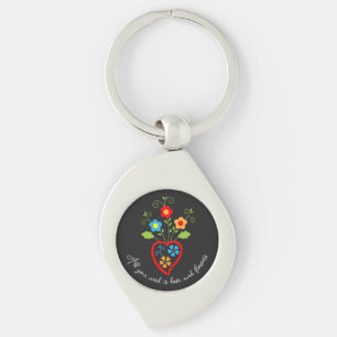Folk portuguese blooming heart key ring