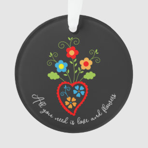 Folk portuguese blooming heart ornament