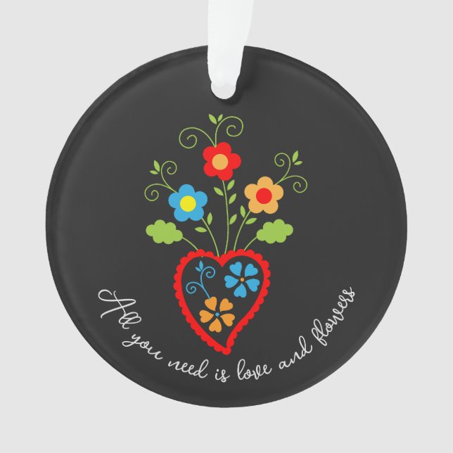 Folk portuguese blooming heart ornament (Front)