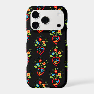 Folk portuguese blooming heart pattern