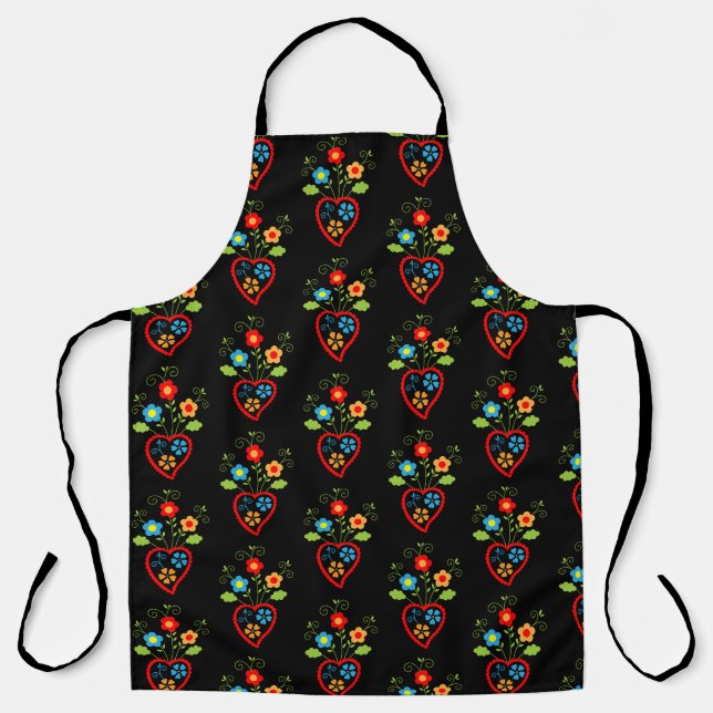 Folk portuguese blooming heart pattern apron (Front)