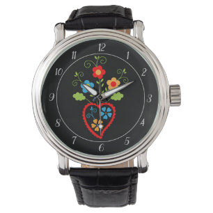 Folk portuguese blooming heart watch