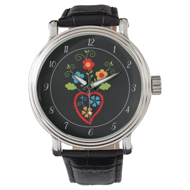 Folk portuguese blooming heart watch (Front)