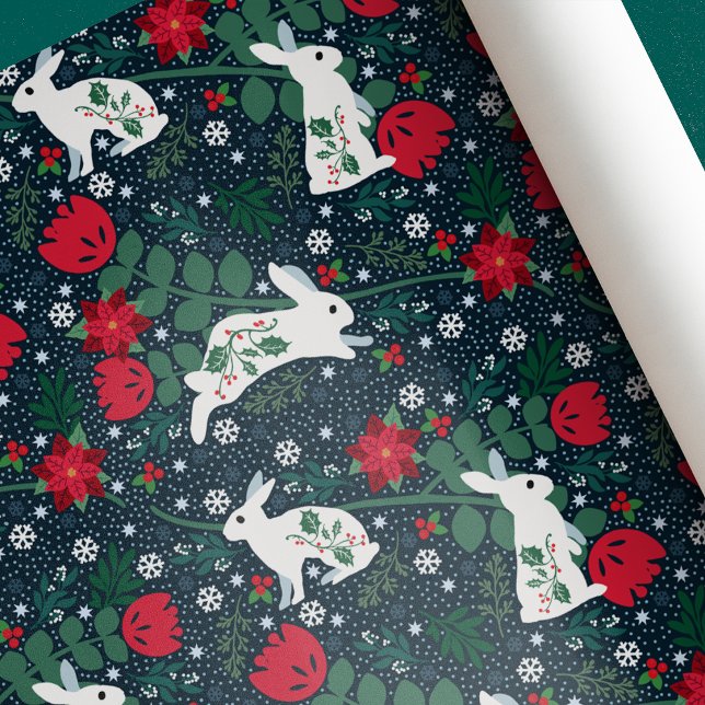 Folk Rabbit Christmas Holiday Wrapping Paper (Creator Uploaded)