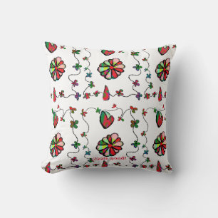 Folk Retro Quaint and Happy Art  Cushion