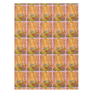 folk rock girl art tablecloth