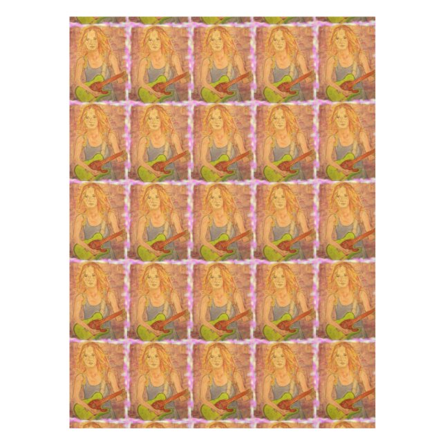 folk rock girl art tablecloth (Front)