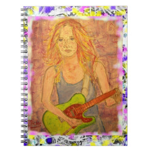 folk rock girl drip painting spiral notebook