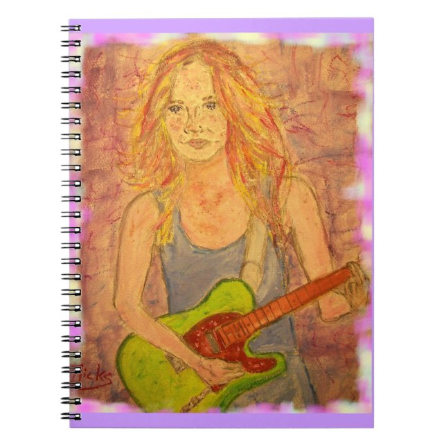folk rock girl playin' notebook (Front)