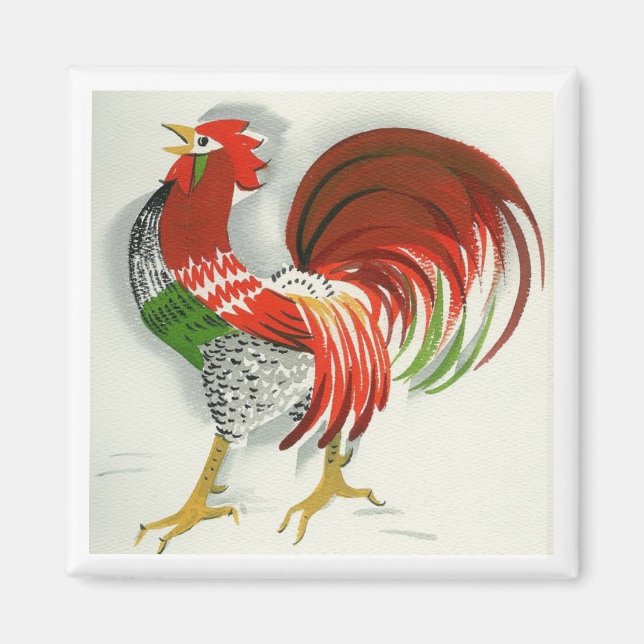 Folk Rooster #4 Magnet (Front)