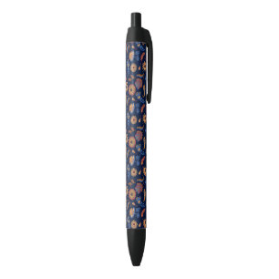 Folk Rustic Floral Black Ink Pen