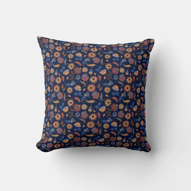Folk Rustic Floral Cushion (Front)