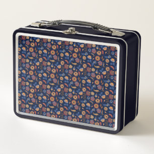 Folk Rustic Floral Metal Lunch Box