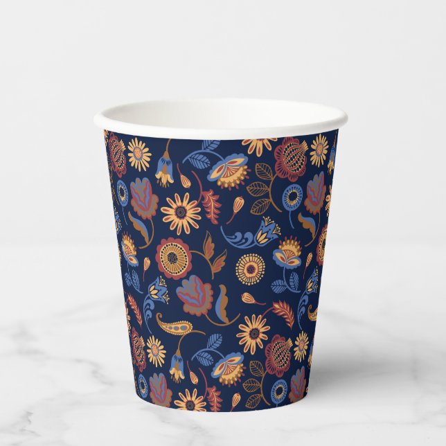 Folk Rustic Floral  Paper Cups (Front)