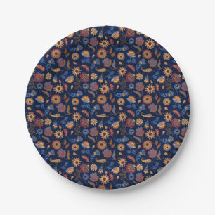 Folk Rustic Floral Paper Plate