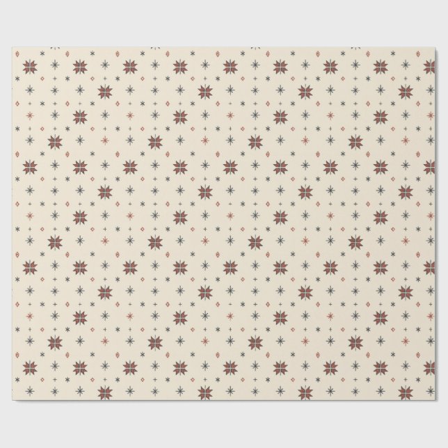 Folk Star Symbol Seamless Pattern Wrapping Paper (Flat)