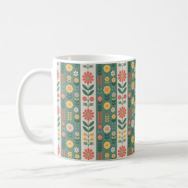 Folk Stripes Pattern Coffee Mug (Left)