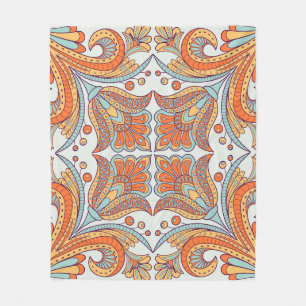Folk style, floral design pattern. fleece blanket