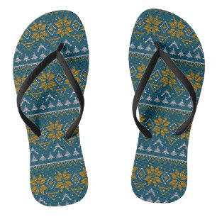 Folk traditional tribal abstract ornamental patter jandals