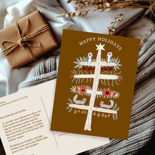 Folk Tree of Life Christmas Holiday CUSTOM Postcard