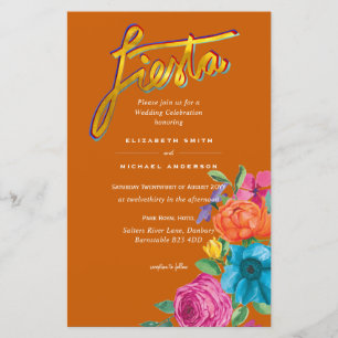 Folkart Flower Fiesta Wedding Invitation Boda 