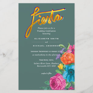 Folkart Flower Fiesta Wedding Invitation Boda 