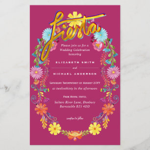 Folkart Flower Fiesta Wedding Invitation Boda 