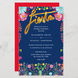 Folkart Flower Fiesta Wedding Invitation Boda