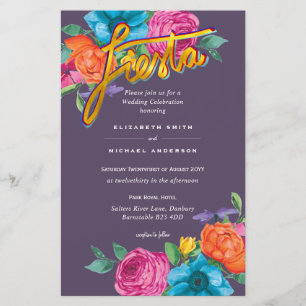 Folkart Flower Fiesta Wedding Invitation Boda