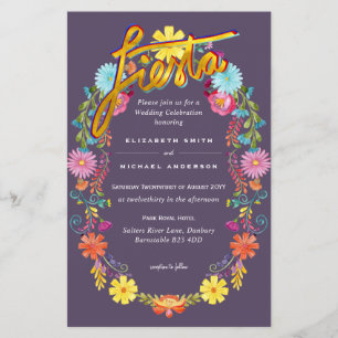 Folkart Flower Fiesta Wedding Invitation Boda
