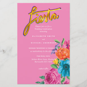 Folkart Flower Fiesta Wedding Invitation Boda