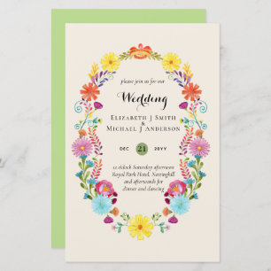 Folkart Flower Fiesta Wedding Invitation Boda 