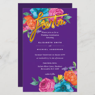 Folkart Flower Fiesta Wedding Invitation Boda