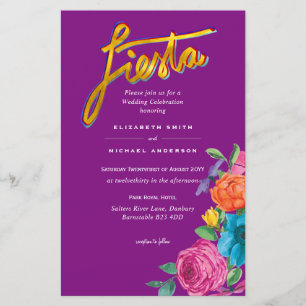 Folkart Flower Fiesta Wedding Invitation Boda 