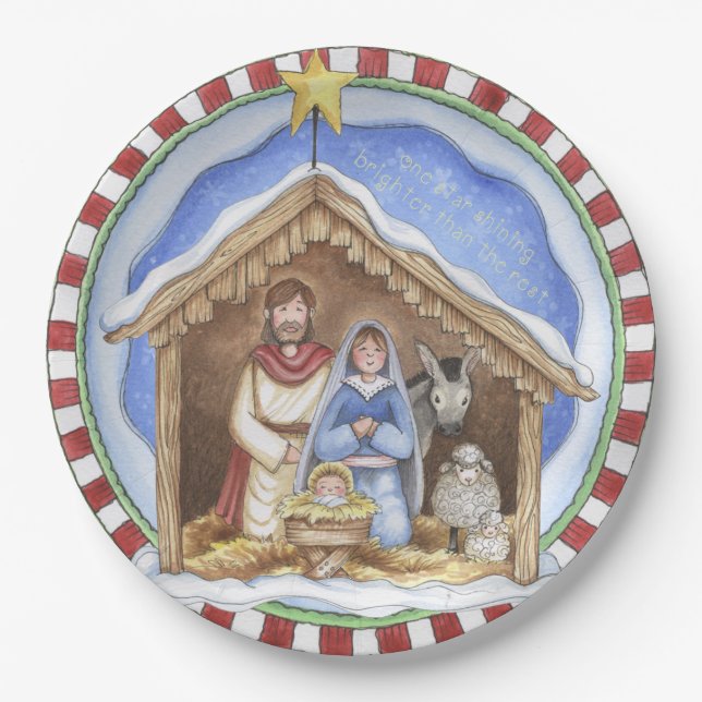 Folkart Nativity Paper Plates (Front)