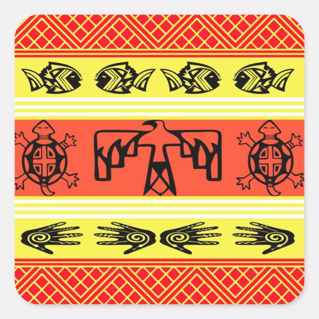 Folklore design square sticker (Front)