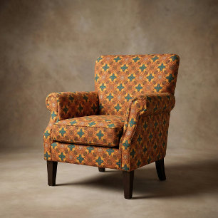 Folklore Ethnic Mosaic Pattern in Fall Colours  Fabric