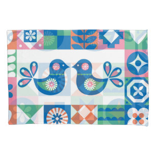 Folklore Floral Card: Scandinavian Design. Pillowcase
