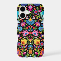 Folklore flowers Wycinanki black 
