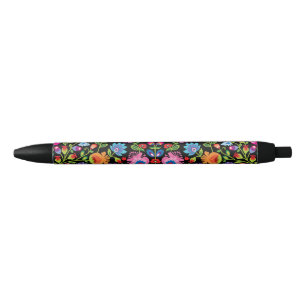 Folklore flowers Wycinanki black Black Ink Pen