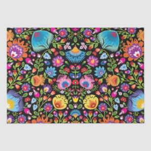 Folklore flowers Wycinanki black  Tissue Paper