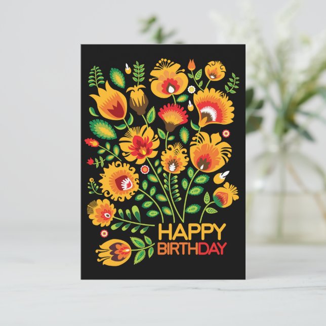 Folklore Happy Birthday Card (Standing Front)
