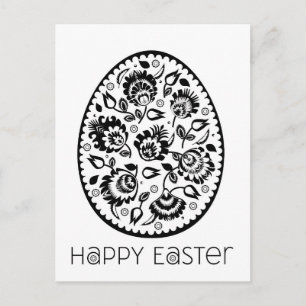 Folklore Happy Easter Black&white [egg] Postcard