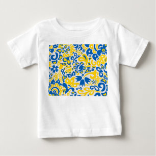 Folklore pattern with Ukrainian flag colors   Baby T-Shirt
