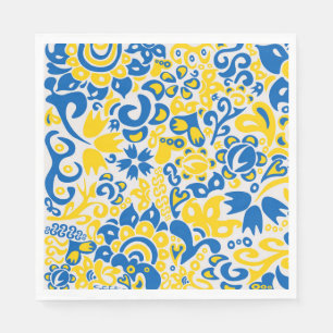 Folklore pattern with Ukrainian flag colors Napkin