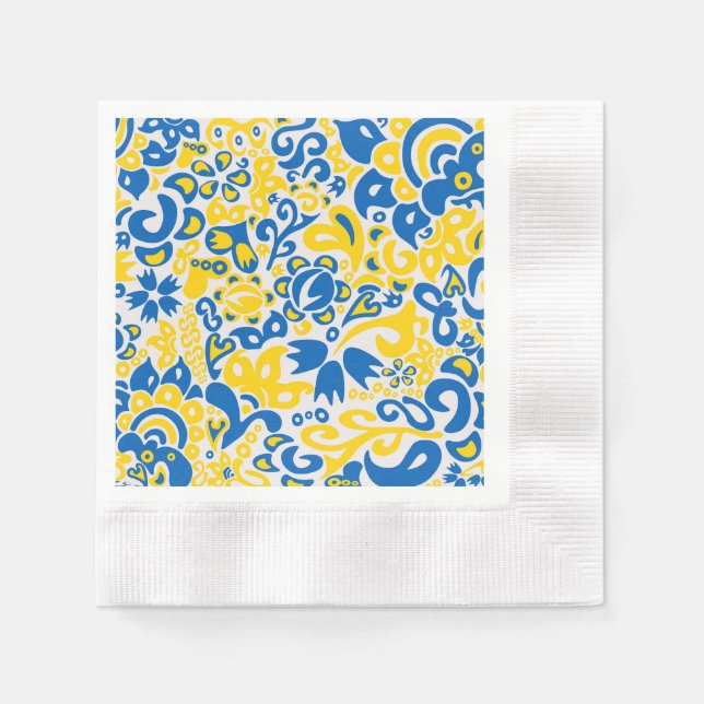 Folklore pattern with Ukrainian flag colors  Napkin (Front)