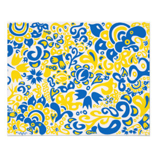 Folklore pattern with Ukrainian flag colors  Photo Print