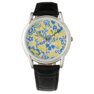Folklore pattern with Ukrainian flag colors  Watch